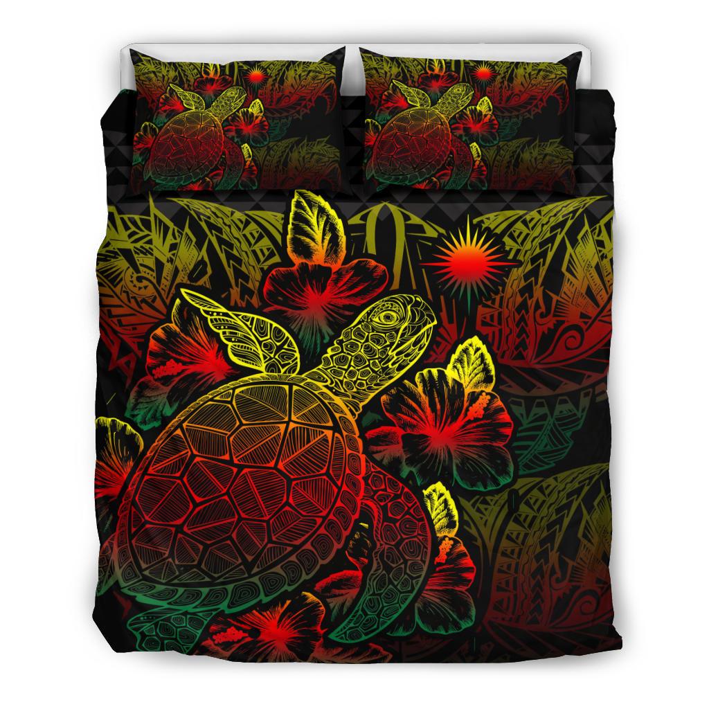 Polynesian Bedding Set - Marshall Islands Duvet Cover Set Reggae Color - Polynesian Pride
