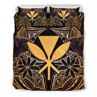 Polynesian Bedding Set - Hawaii Duvet Cover Set Gold Hibiscus Coat Of Arms - Polynesian Pride