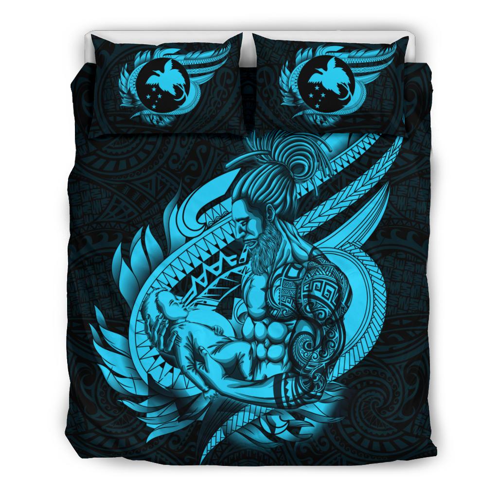 Polynesian Bedding Set - Papua New Guinea Duvet Cover Set Father And Son Emerald - Polynesian Pride