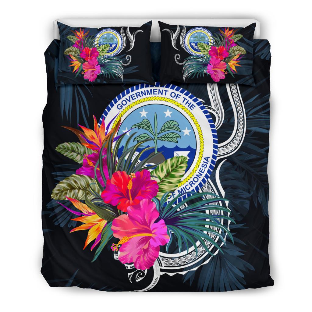 Polynesian Bedding Set - Federated States Of Micronesia Duvet Cover Set Tropical Flowers - Polynesian Pride