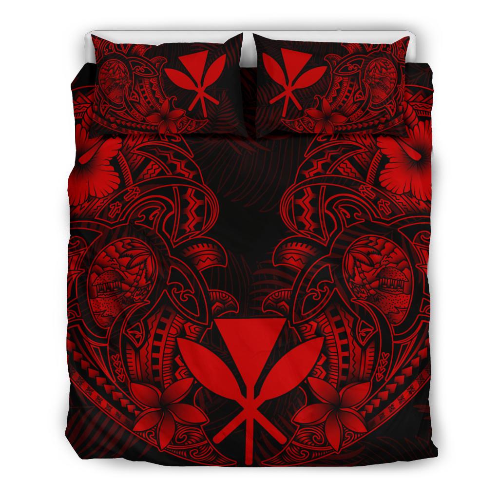 Polynesian Bedding Set - Hawaii (Kanaka Maoli) Duvet Cover Set - Red Turtle Homeland - Polynesian Pride