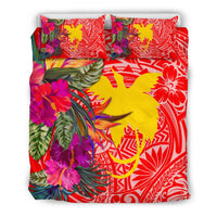 Papua New Guinea Bedding Set - Hibiscus Polynesian Pattern Red Version - Polynesian Pride
