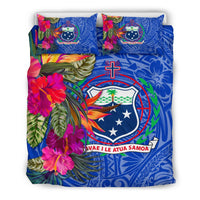 Samoa Bedding Set - Hibiscus Polynesian Pattern Blue Version - Polynesian Pride