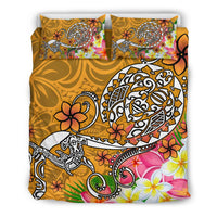 Polynesian Bedding Set - Turtle Plumeria Gold Color - Polynesian Pride