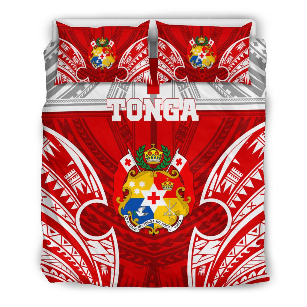 Polynesian Bedding Set - Tonga Duvet Cover Set - Pattern With Seal Red Version - Polynesian Pride