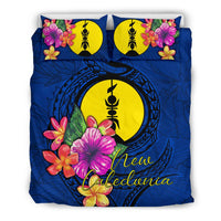 Polynesian Bedding Set - New Caledonia Duvet Cover Set Floral With Seal Blue - Polynesian Pride