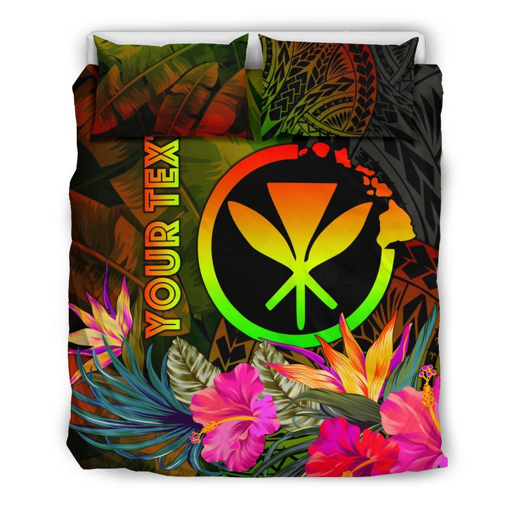 Polynesian Hawaii Kanaka Maoli Polynesian Personalised Bedding Set - Hibiscus and Banana Leaves - Polynesian Pride