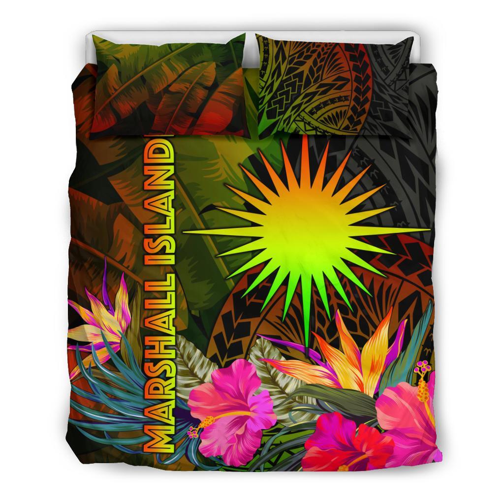 Marshall Islands Polynesian Bedding Set - Hibiscus and Banana Leaves - Polynesian Pride