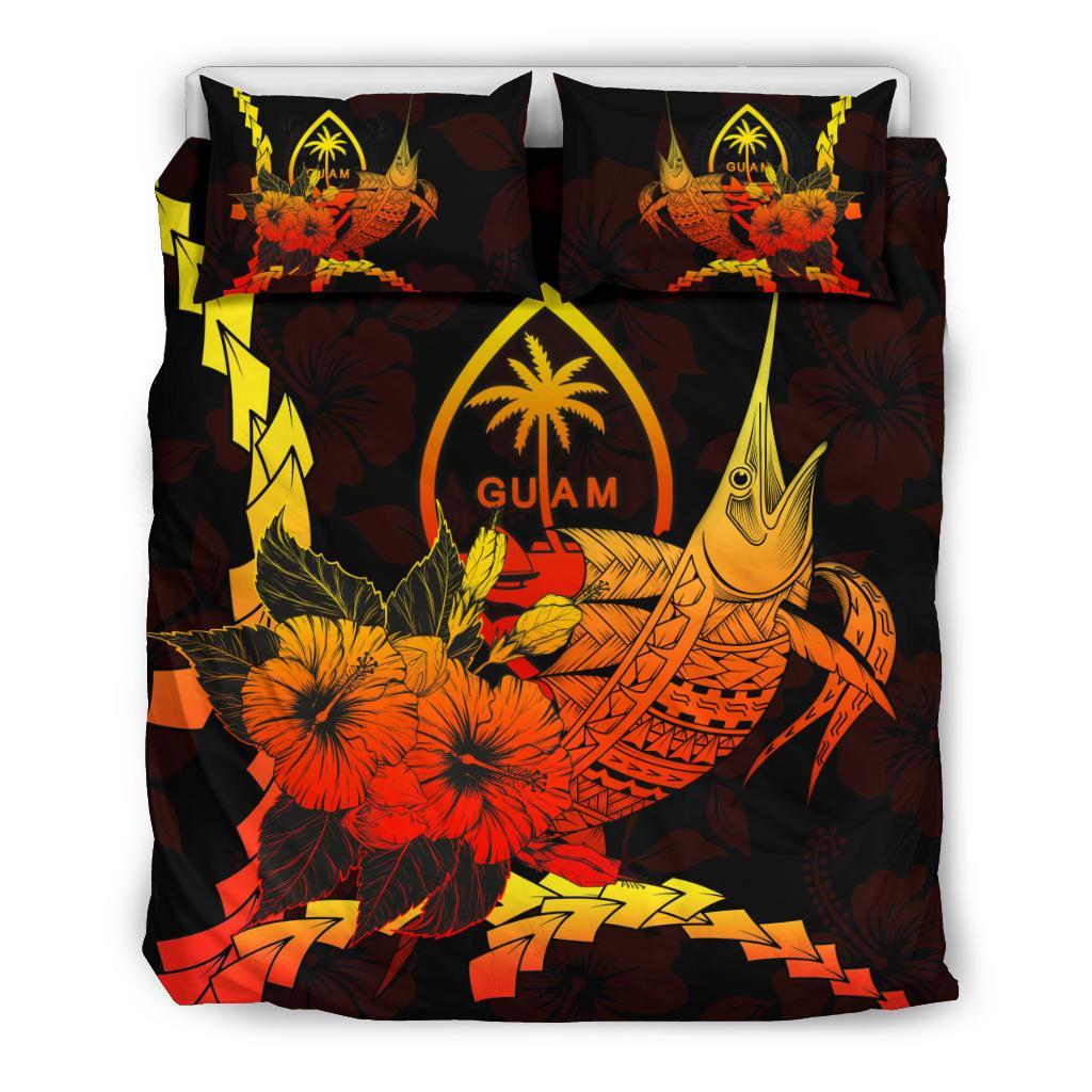 Guam Polynesian Bedding Set - Swordfish With Hibiscus - Polynesian Pride