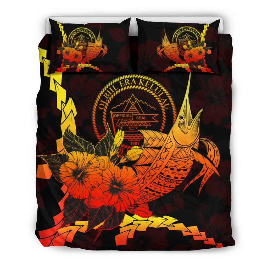 Palau Polynesian Bedding Set - Swordfish With Hibiscus - Polynesian Pride