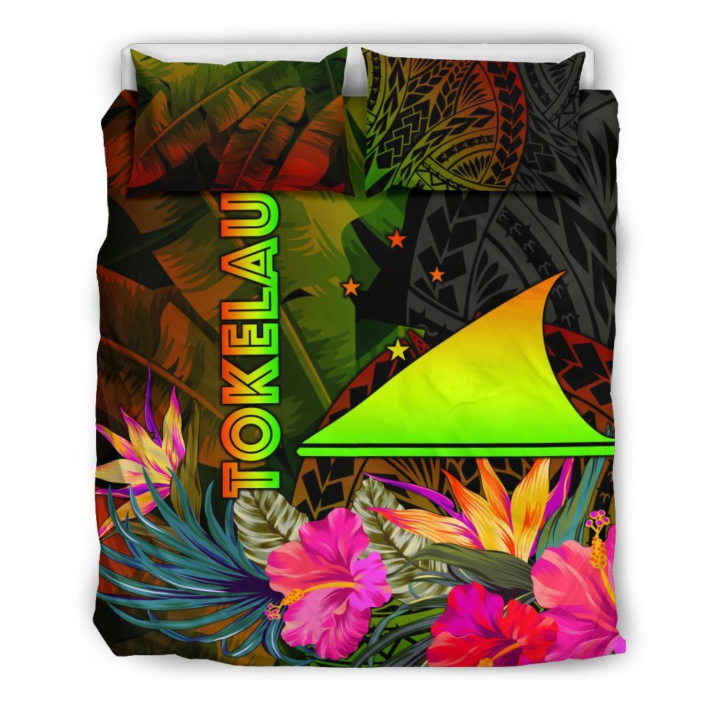 Tokelau Polynesian Bedding Set - Hibiscus and Banana Leaves - Polynesian Pride