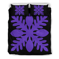 Hawaiian Royal Pattern Bedding Set - Black And Purple - D1 Style Purple - Polynesian Pride
