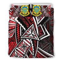Tuvalu Polynesian Bedding Set - Tribal Flower Special Pattern Red Color - Polynesian Pride