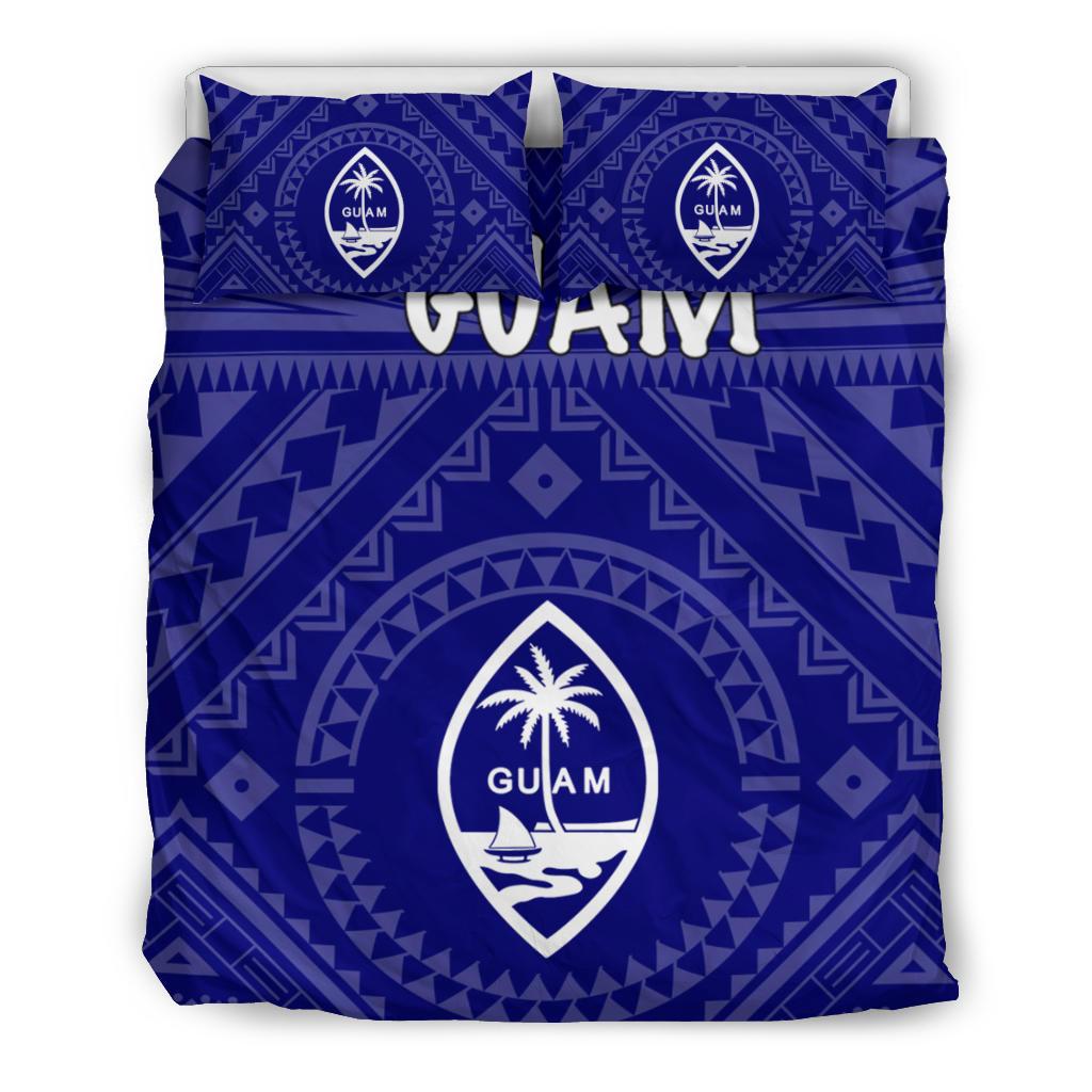 Guam Bedding Set - Guam Seal With Polynesian Tattoo Style (Blue) - Polynesian Pride
