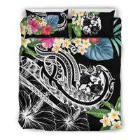 Tonga Polynesian Bedding Set - Summer Plumeria (Black) - Polynesian Pride