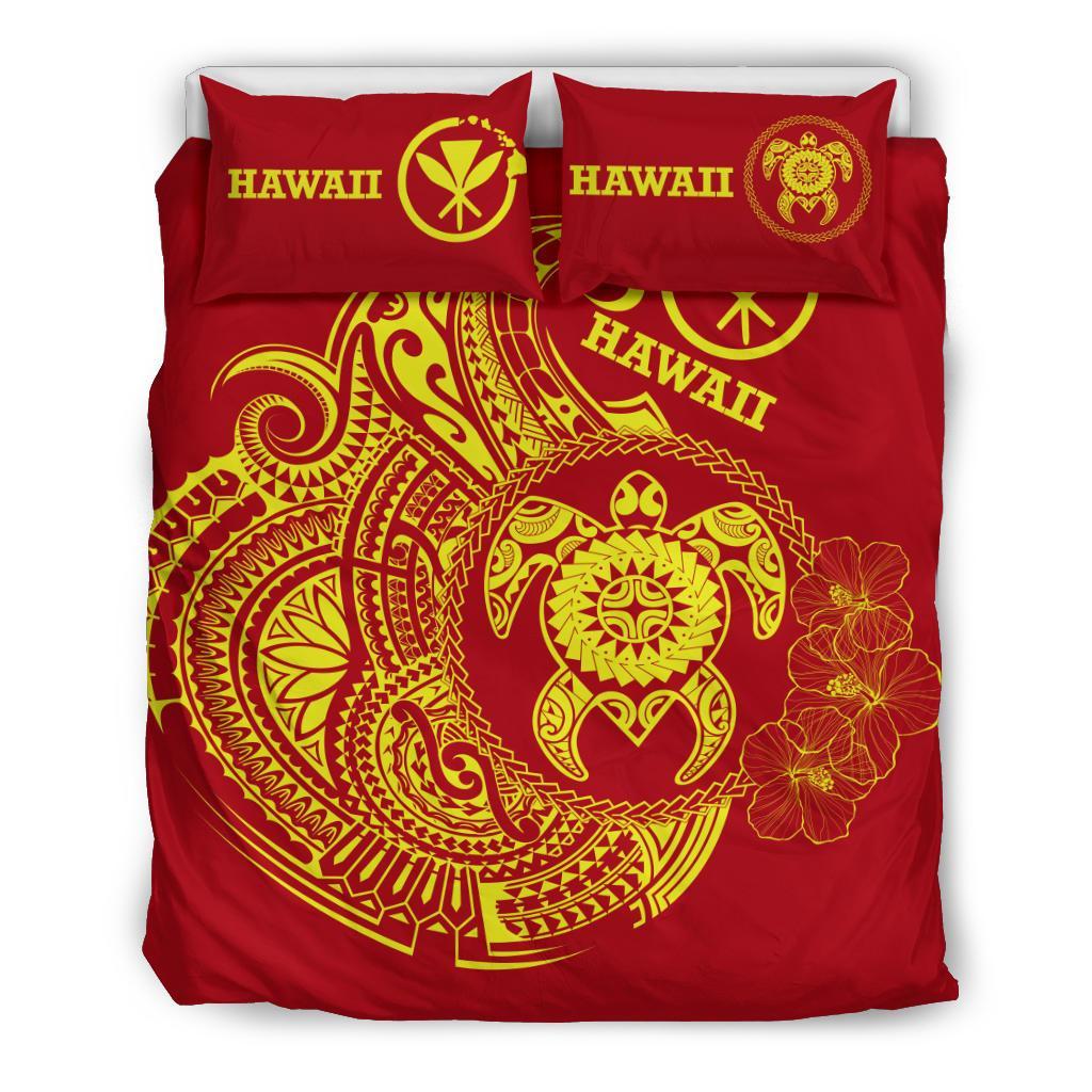 Hawaii Polynesian Bedding Set - Vintage Polynesian Turtle (Red) - Polynesian Pride