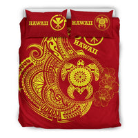 Hawaii Polynesian Bedding Set - Vintage Polynesian Turtle (Red) - Polynesian Pride