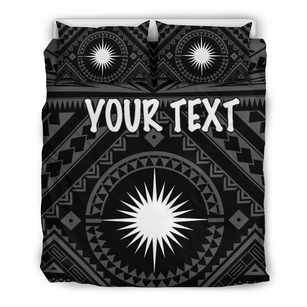 Marshall Personalised Bedding Set - Marshall Seal With Polynesian Tattoo Style ( Black) - Polynesian Pride