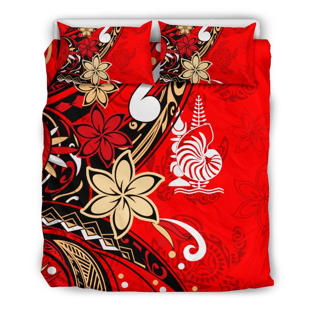 New Caledonia Bedding Set - Tribal Flower With Special Turtles Red Color - Polynesian Pride