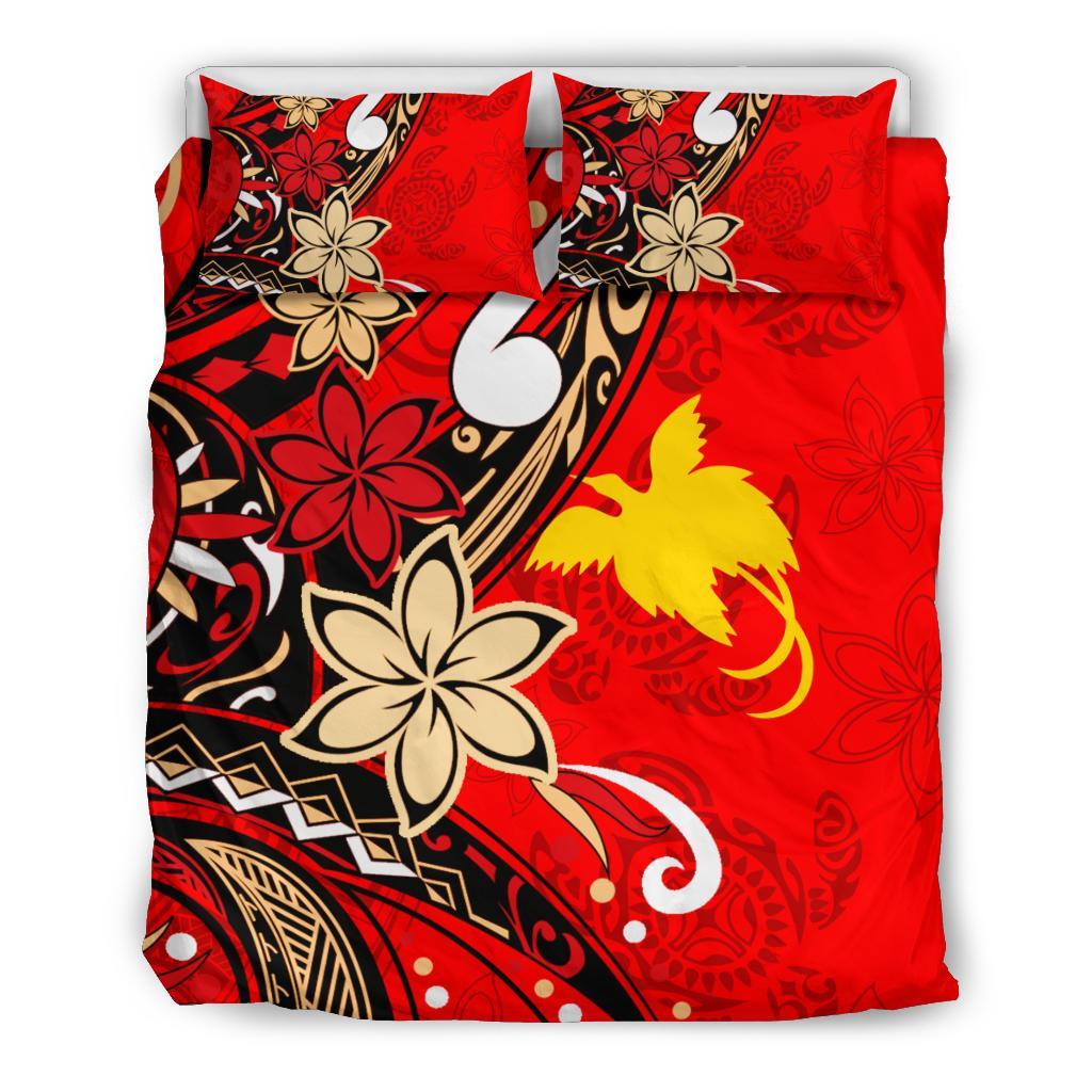 Papua Polynesian Bedding Set - Tribal Flower With Special Turtles Red Color - Polynesian Pride