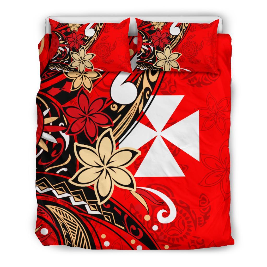 Wallis and Futuna Bedding Set - Tribal Flower With Special Turtles Red Color - Polynesian Pride