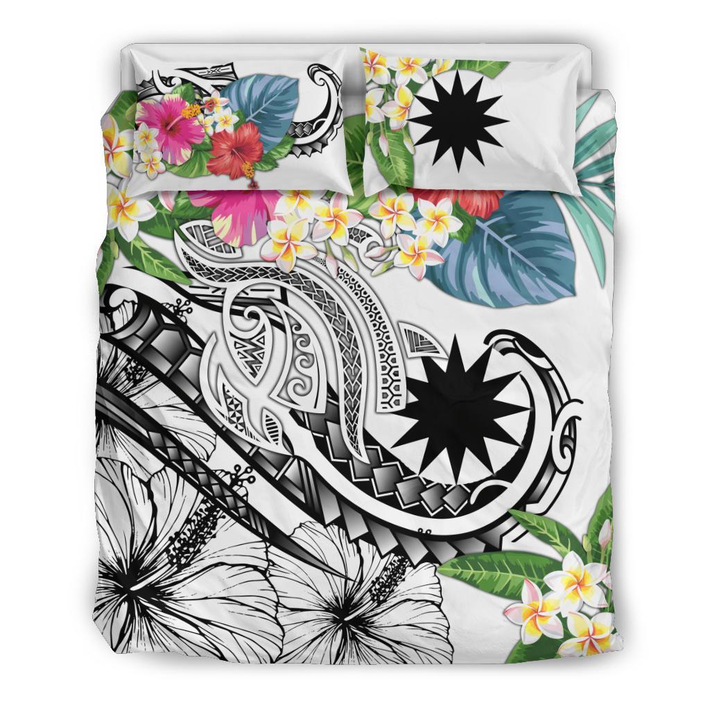 Nauru Polynesian Bedding Set - Summer Plumeria (White) - Polynesian Pride
