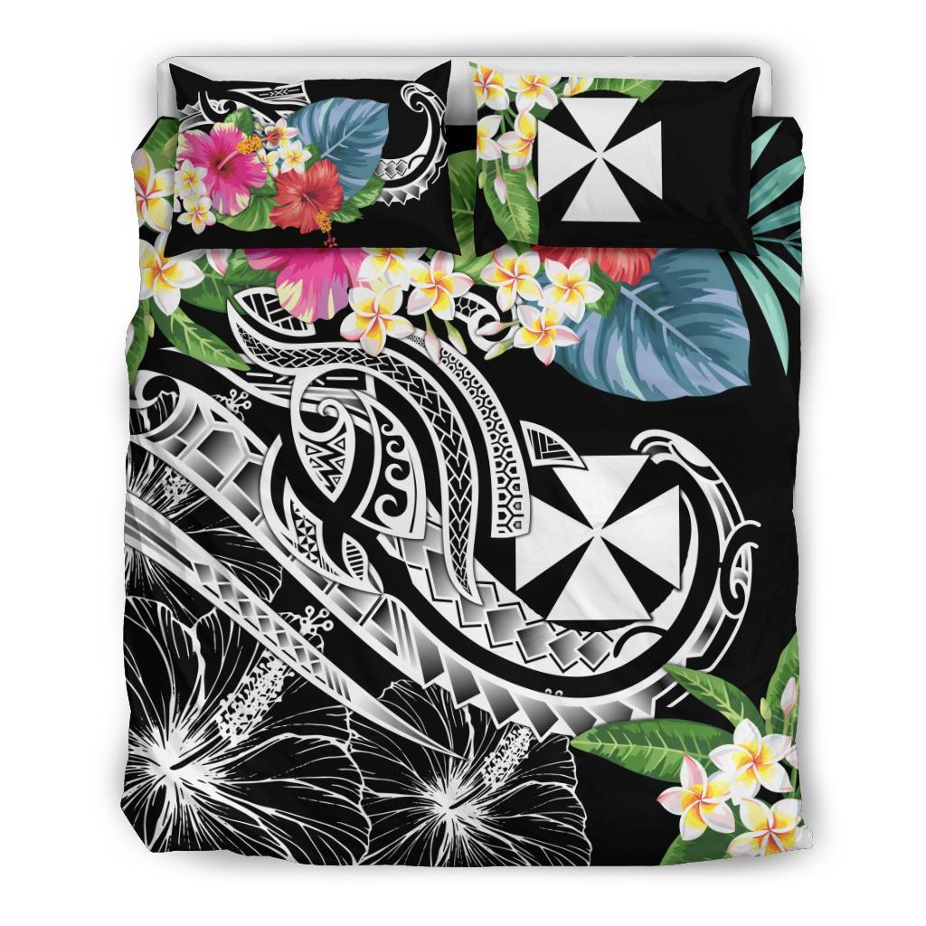 Wallis and Futuna Polynesian Bedding Set - Summer Plumeria (Black) - Polynesian Pride