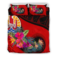 Tahiti Bedding Set - Polynesian Hook And Hibiscus (Red) - Polynesian Pride