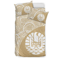 Tahiti Duvet Cover Set - Tahiti Coat Of Arms & Wave Style 2 - Polynesian Pride