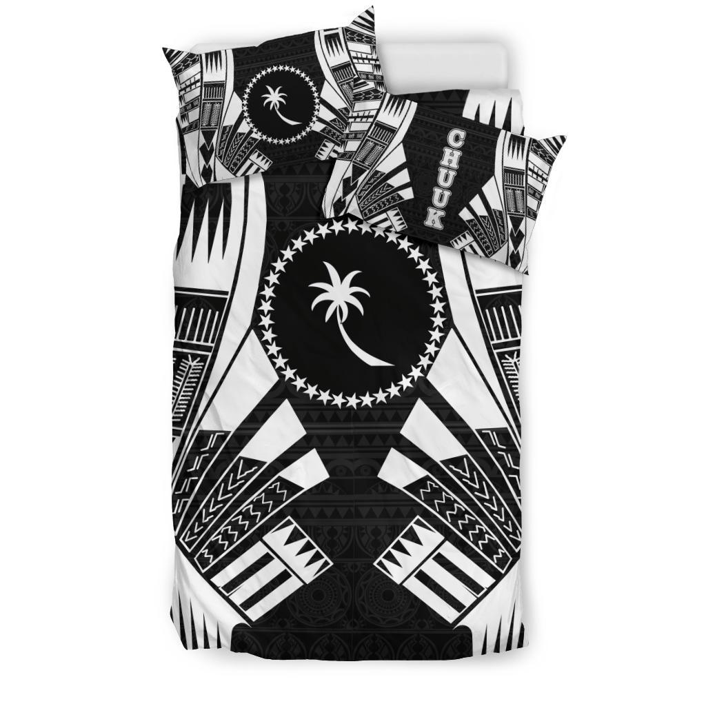 Chuuk States Duvet Cover Set - Black White Tattoo Style - Polynesian Pride