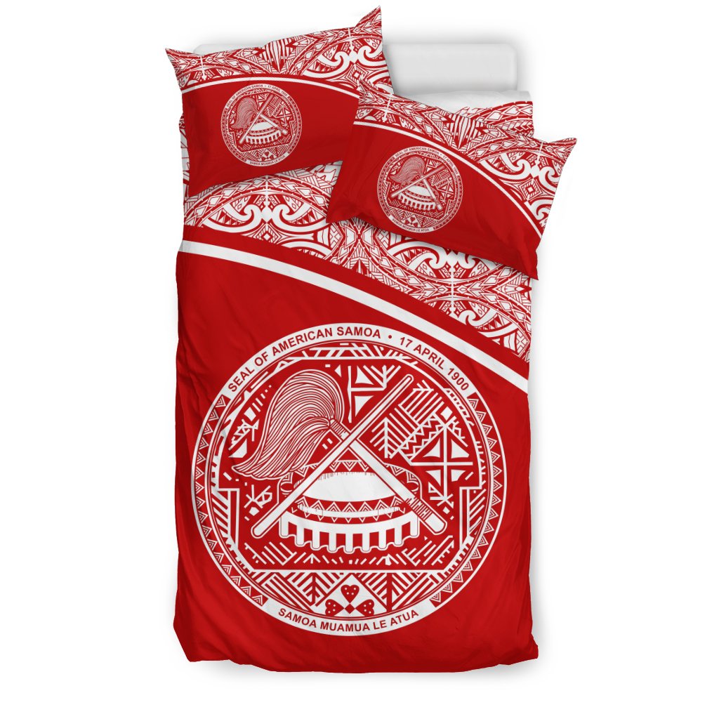 American Samoa Duvet Cover Set - Red Curve Style - Polynesian Pride
