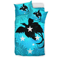 Papua New Guinea Duvet Cover Set - Papua New Guinea Flag Turquoise A0 - Polynesian Pride
