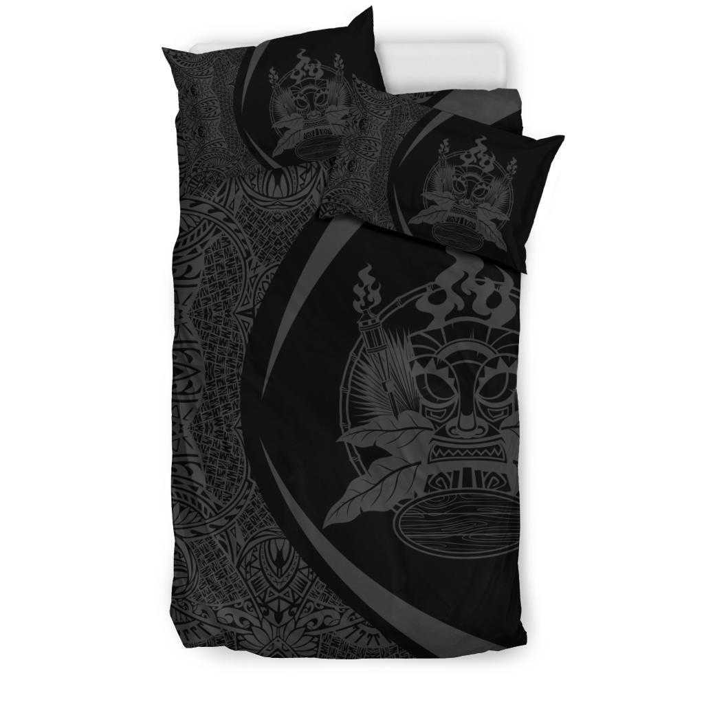 Hawaiian Tiki Polynesian Bedding Set Circle Style Grey - Polynesian Pride