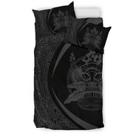 Hawaiian Tiki Polynesian Bedding Set Circle Style Grey - Polynesian Pride