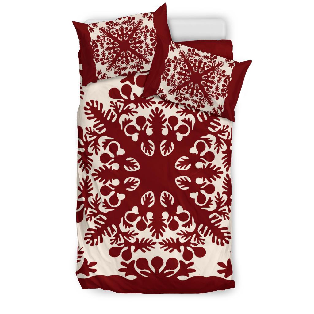 Hawaiian Palm Tree Quilt Tradition Red Bedding Set - Polynesian Pride