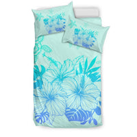 Hawaiian Turtle Hibiscus Monstera Bedding Set - Polynesian Pride