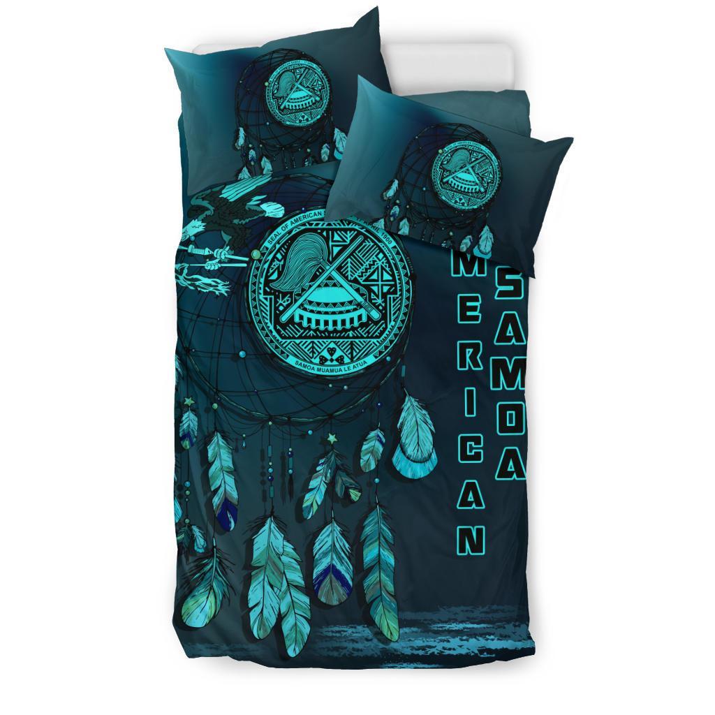 American Samoa Duvet Cover Set - AmericanSamoa Seal Dreamcatcher Blue A02 - Polynesian Pride