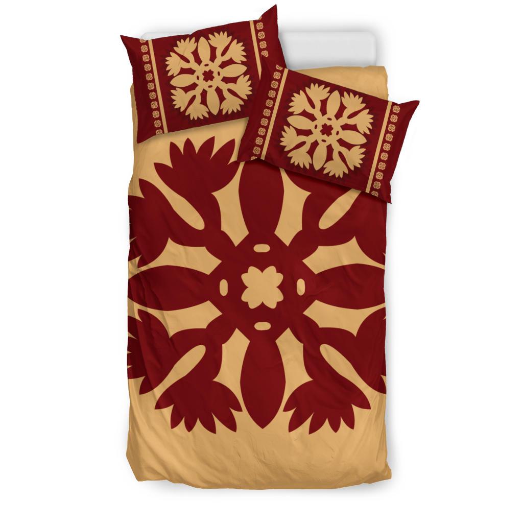 Hawaiian Quilt Pattern Palm Tree Wings Polynesian Bedding Set - Polynesian Pride