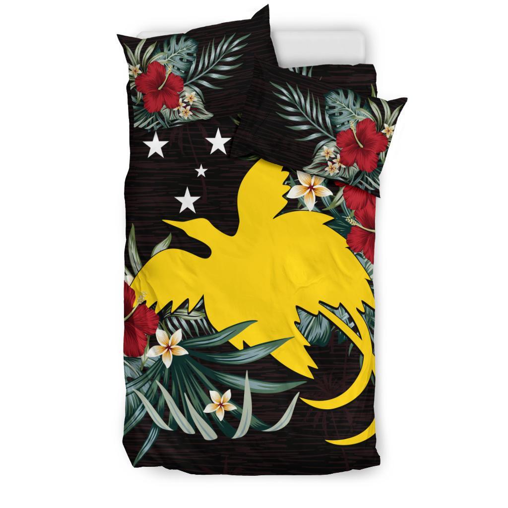 Papua New Guinea Duvet Cover Set - Papua New Guinea Flag Hibiscus - Polynesian Pride