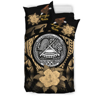 American Samoa Duvet Cover Set - American Samoa Seal & Gold Hibiscus - Polynesian Pride