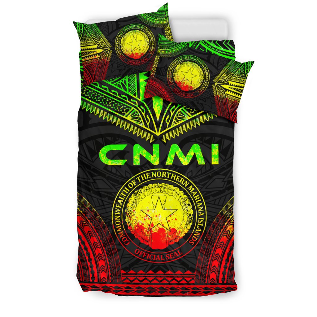 Northern Mariana Islands Polynesian Chief Duvet Cover Set - Reggae Version - Polynesian Pride