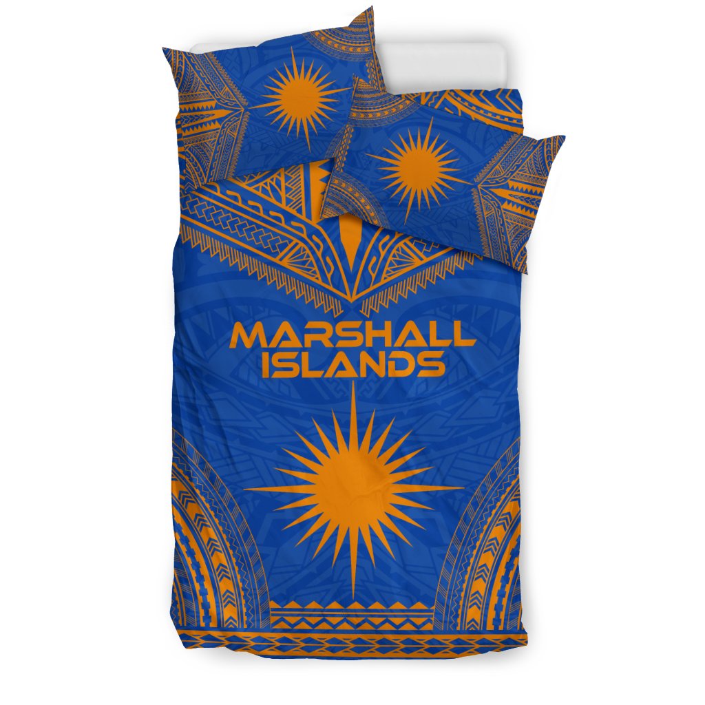 Marshall Islands Flag Polynesian Chief Duvet Cover Set - Polynesian Pride