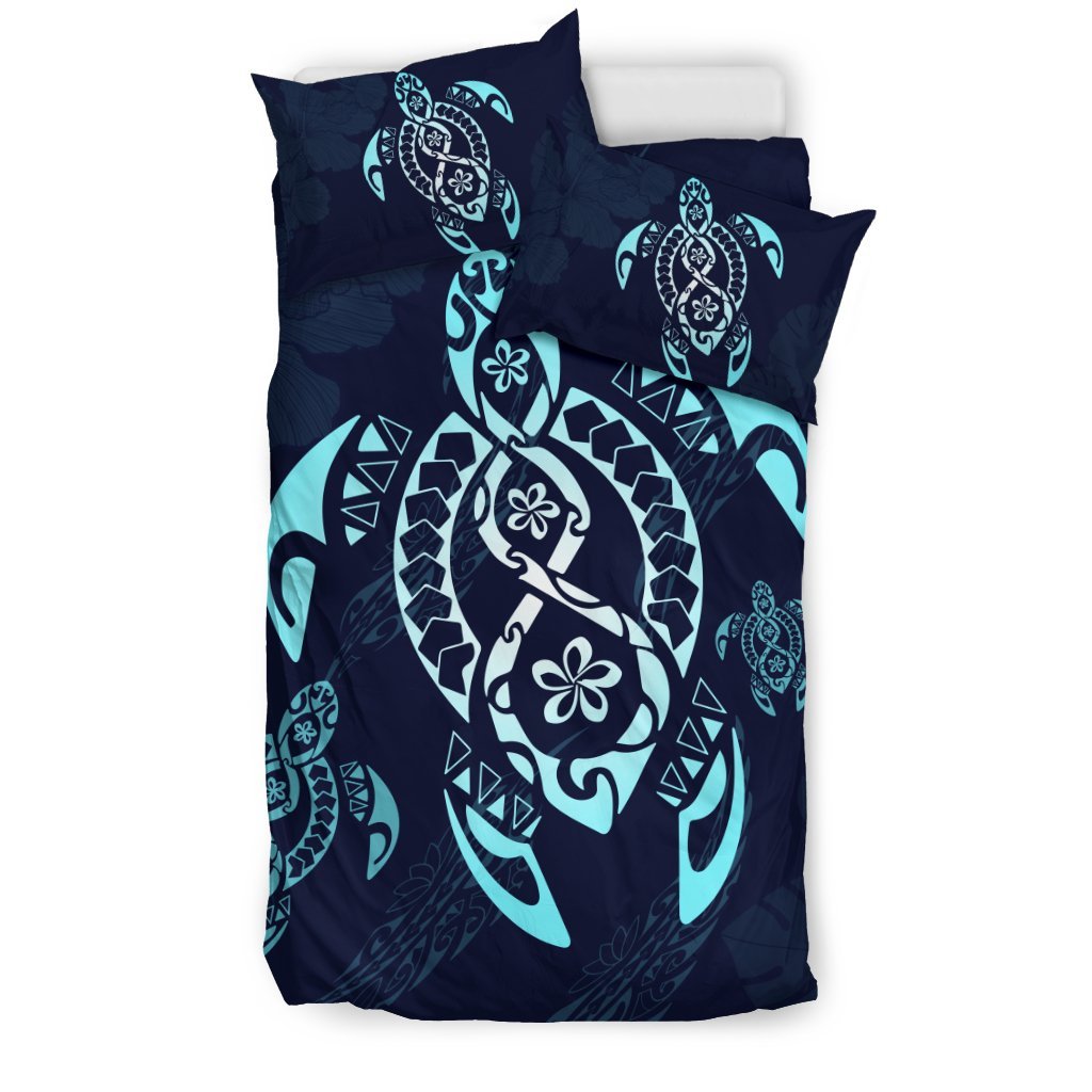 Hawaiian Hibiscus Plumeria Iiwi Bird Turtle Polynesian Bedding Set - Polynesian Pride