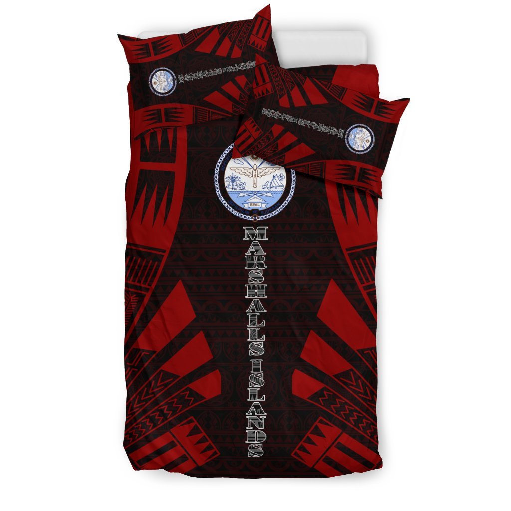 Marshall Islands Duvet Cover Set - Polynesian Tattoo Red - Polynesian Pride