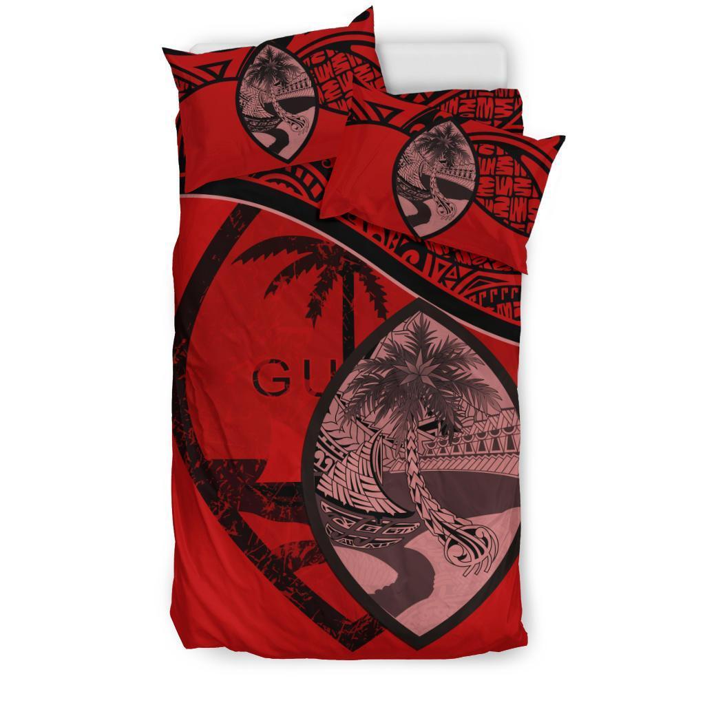 Guam Duvet Cover Set - Guam Flag & Coat Of Arms Red - Polynesian Pride