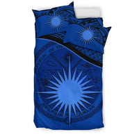 Marshall Island Duvet Cover Set - Marshall Island Coat Of Arms & Flag Dark Blue - Polynesian Pride