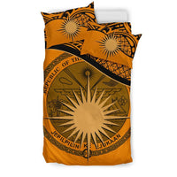 Marshall Island Duvet Cover Set - Marshall Island Coat Of Arms & Flag Orange - Polynesian Pride