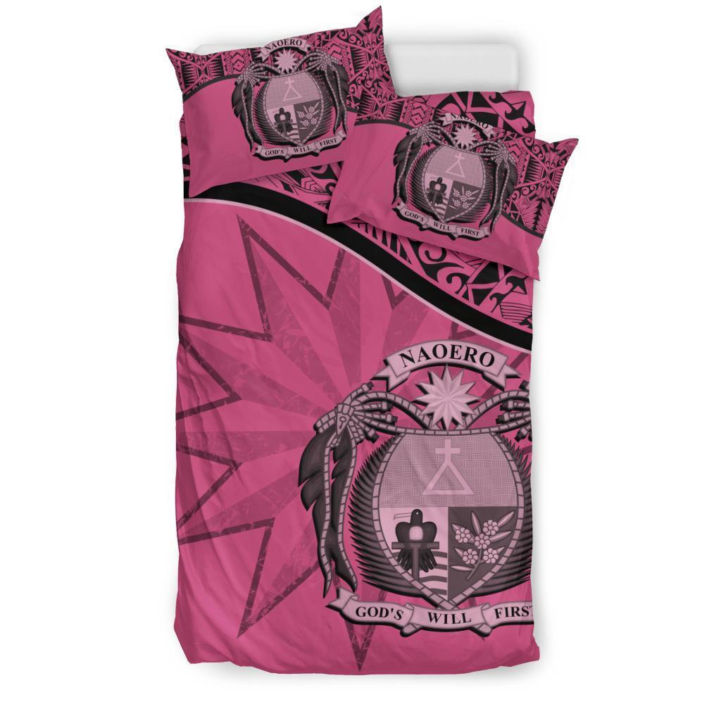 Nauru Duvet Cover Set - Nauru Bedding Flag & Coat Of Arms Pink - Polynesian Pride