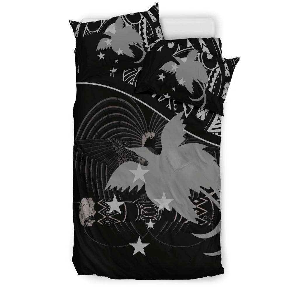 Papua New Guinea Duvet Cover Set - Papua New Guinea Flag & Coat Of Arms Black - Polynesian Pride