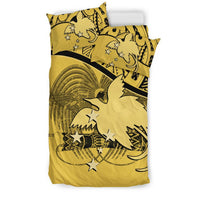 Papua New Guinea Duvet Cover Set - Papua New Guinea Flag & Coat Of Arms Yellow - Polynesian Pride